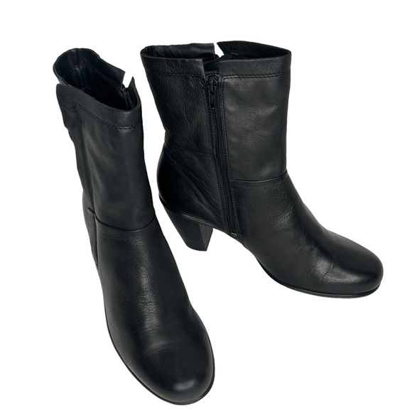 Ecco Black Double Zip Round Toe Mid Calf Leather Boots Size 40 EU / 9 -9.5 US - Picture 14 of 14